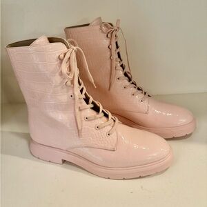 Stuart Weitzman Light Pink Lace-Up Boots
